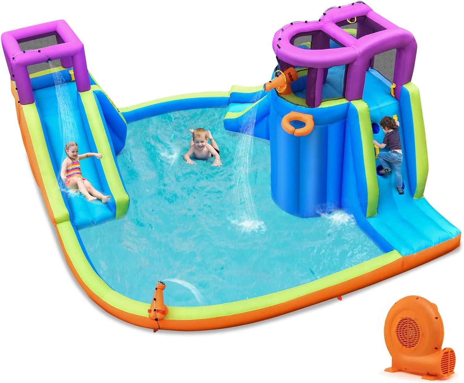 Kids Outdoor Water Slide - Inflatable Water Slide Park 750W Air