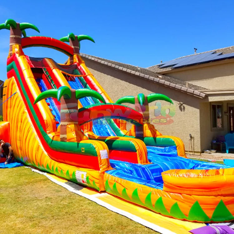 Kids Outdoor Treehouse - Commercial palm tree inflatable water slide
