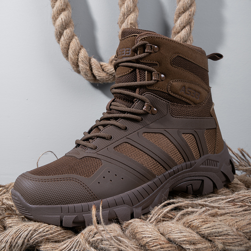 Kids Outdoor Boots - Men Tactical Boots Lace Up Desert