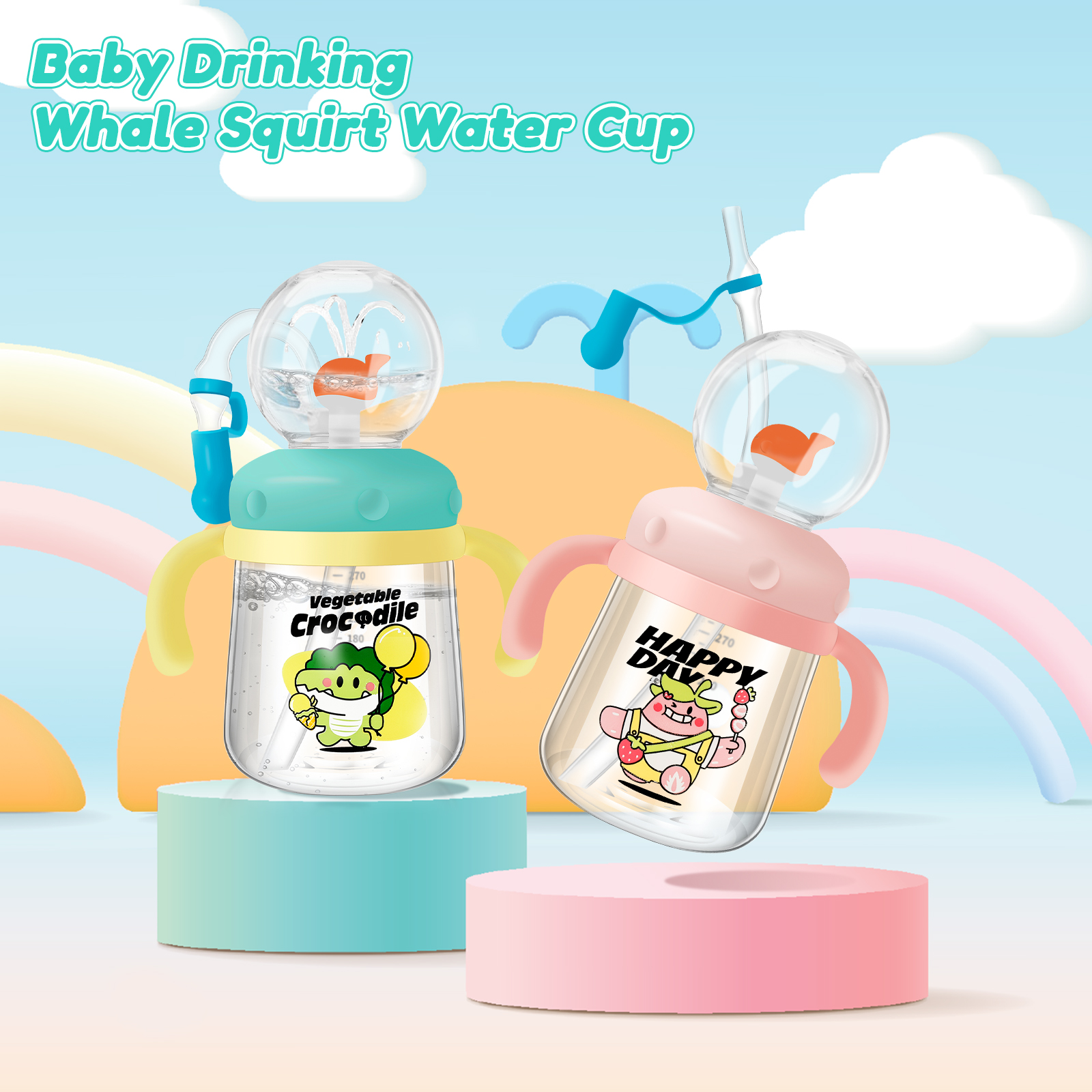 Outdoor Kid Friendly - 300ml Creative Whale Squirt Water Cup
