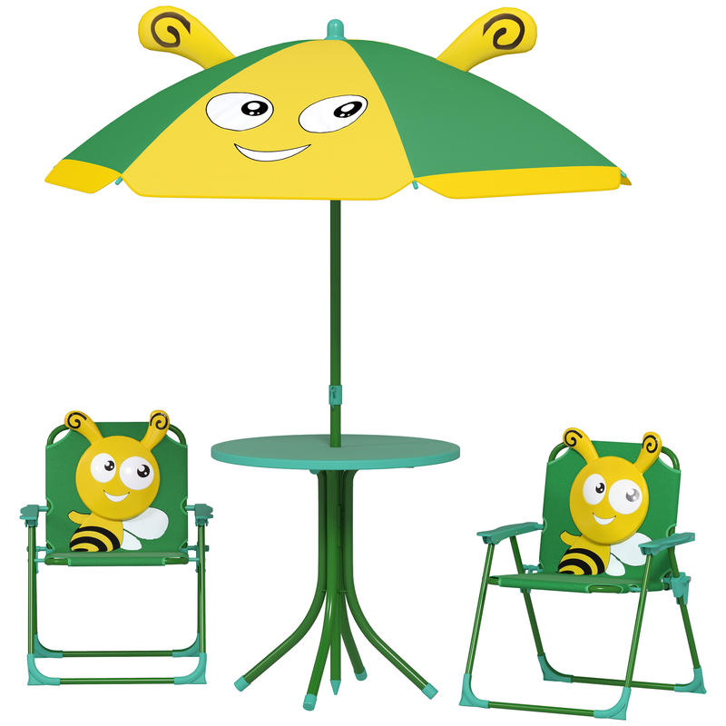 Kids Outdoor Table And Chairs With Umbrella - Qaba Kids Picnic Table and Chair