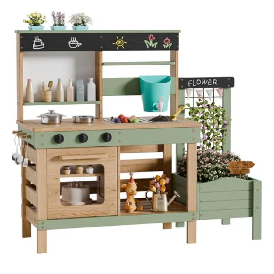 Kids Outdoor Kitchen Set - Outdoor kitchen for kids: wooden pretend