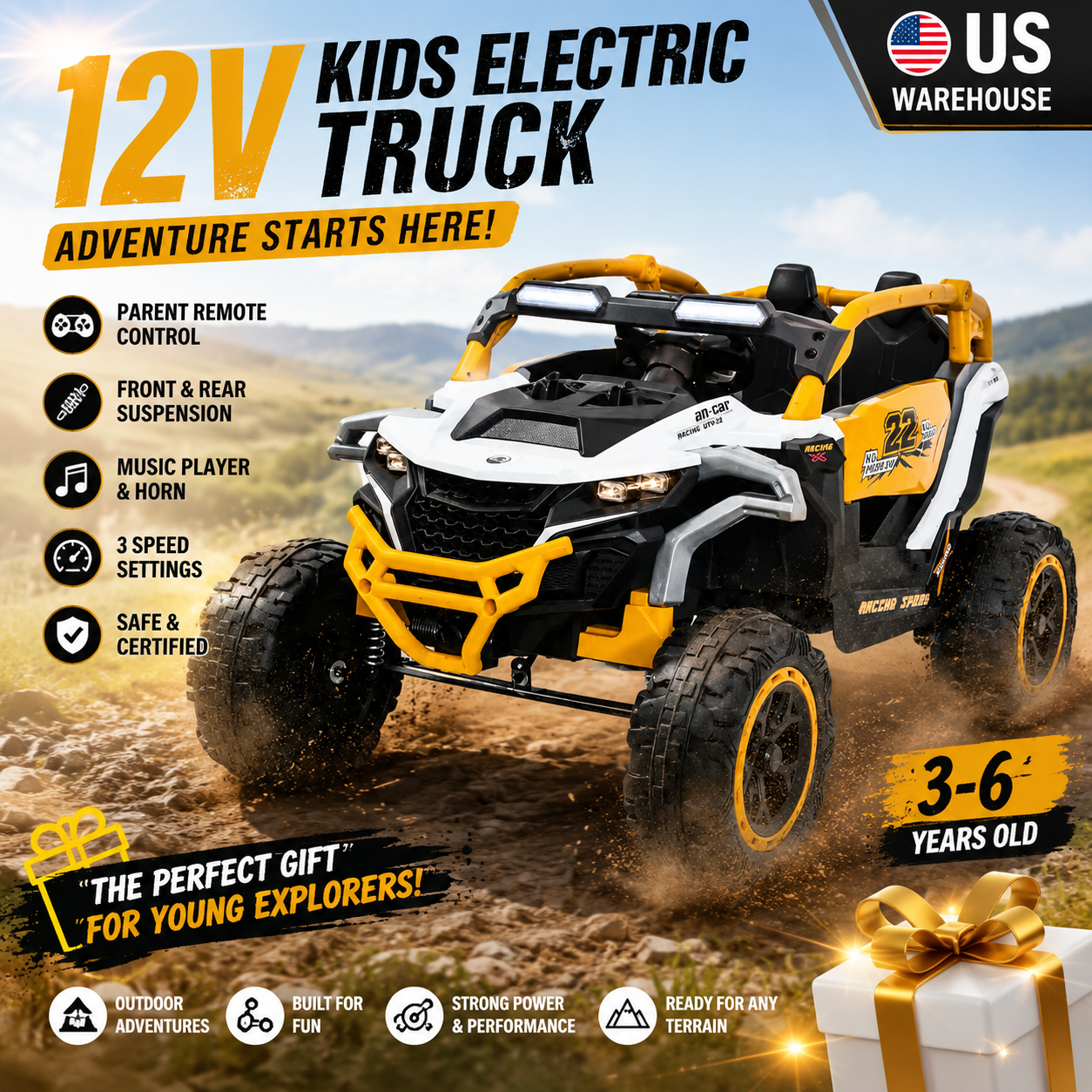 Kids Outdoor Music - 12V Kids Electric Truck Ride on