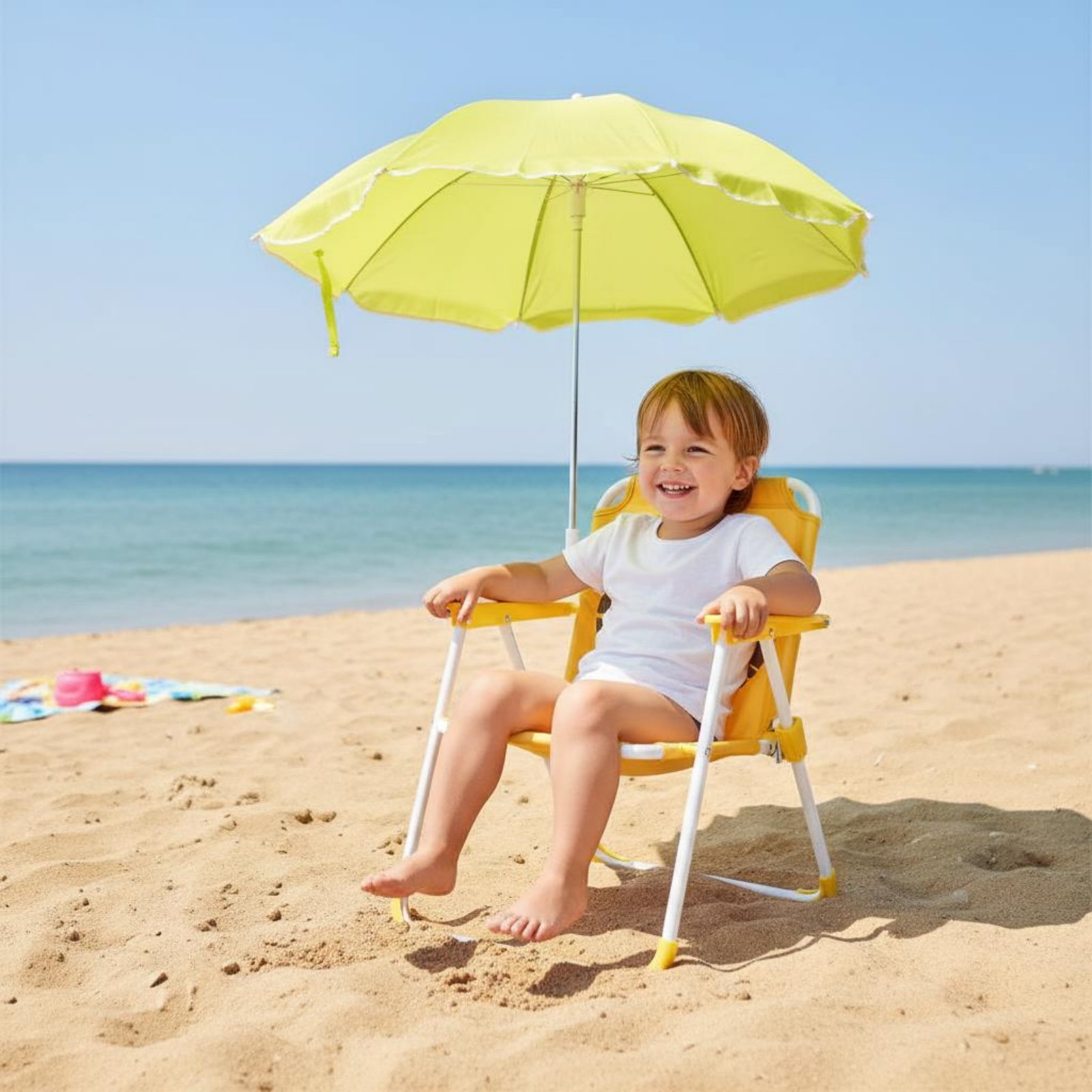 Kids Outdoor Lawn Chair - Children's Portable Chair with Sun Shade