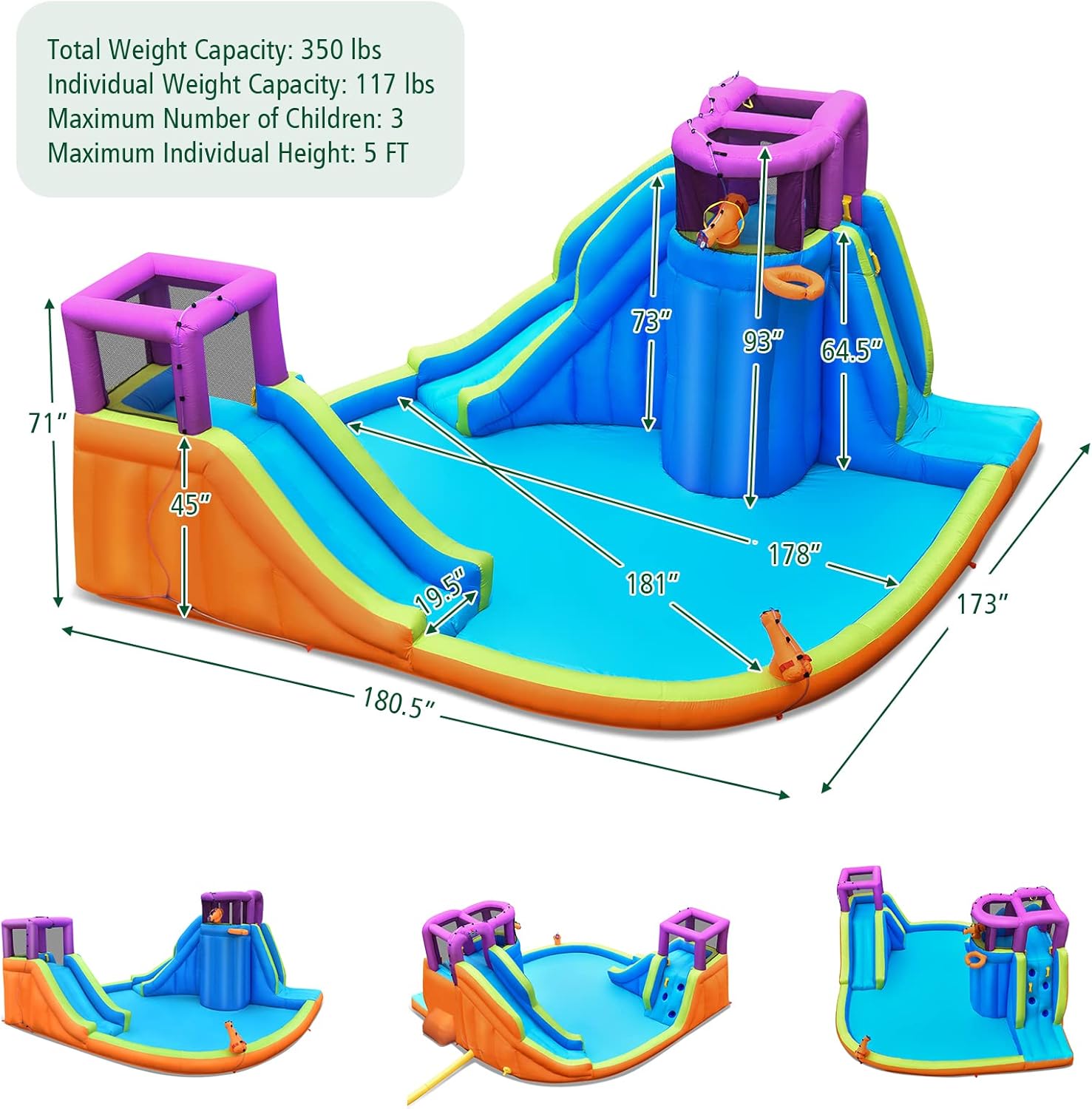 Inflatable Water Slide Park 75 - Kids Outdoor Water Slide recension och pris
