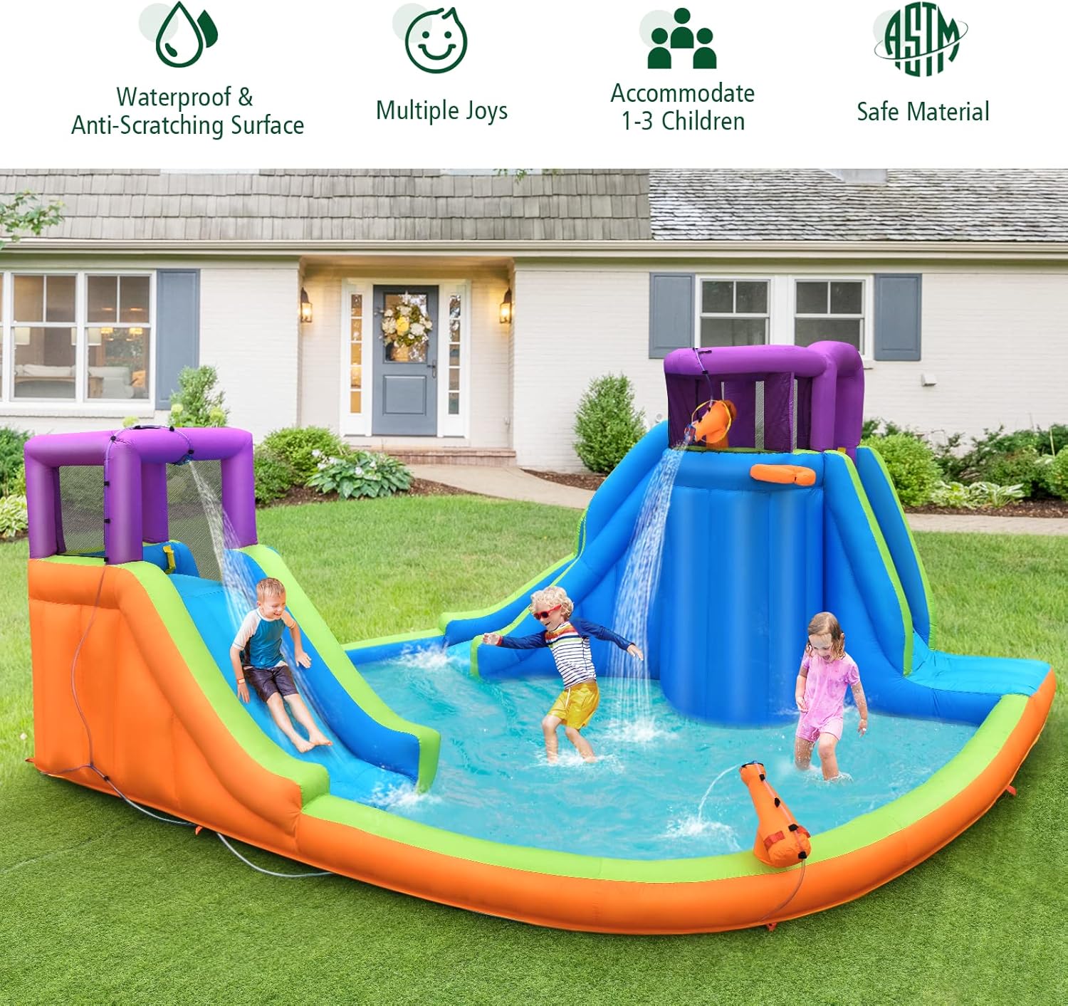 Inflatable Water Slide Park 75 - Kids Outdoor Water Slide recension och pris