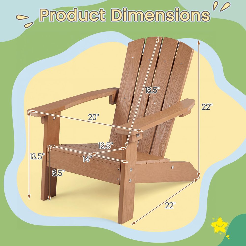 Kids Adirondack Chair, AllWeat - Kids Outdoor Lawn Chair recension och pris