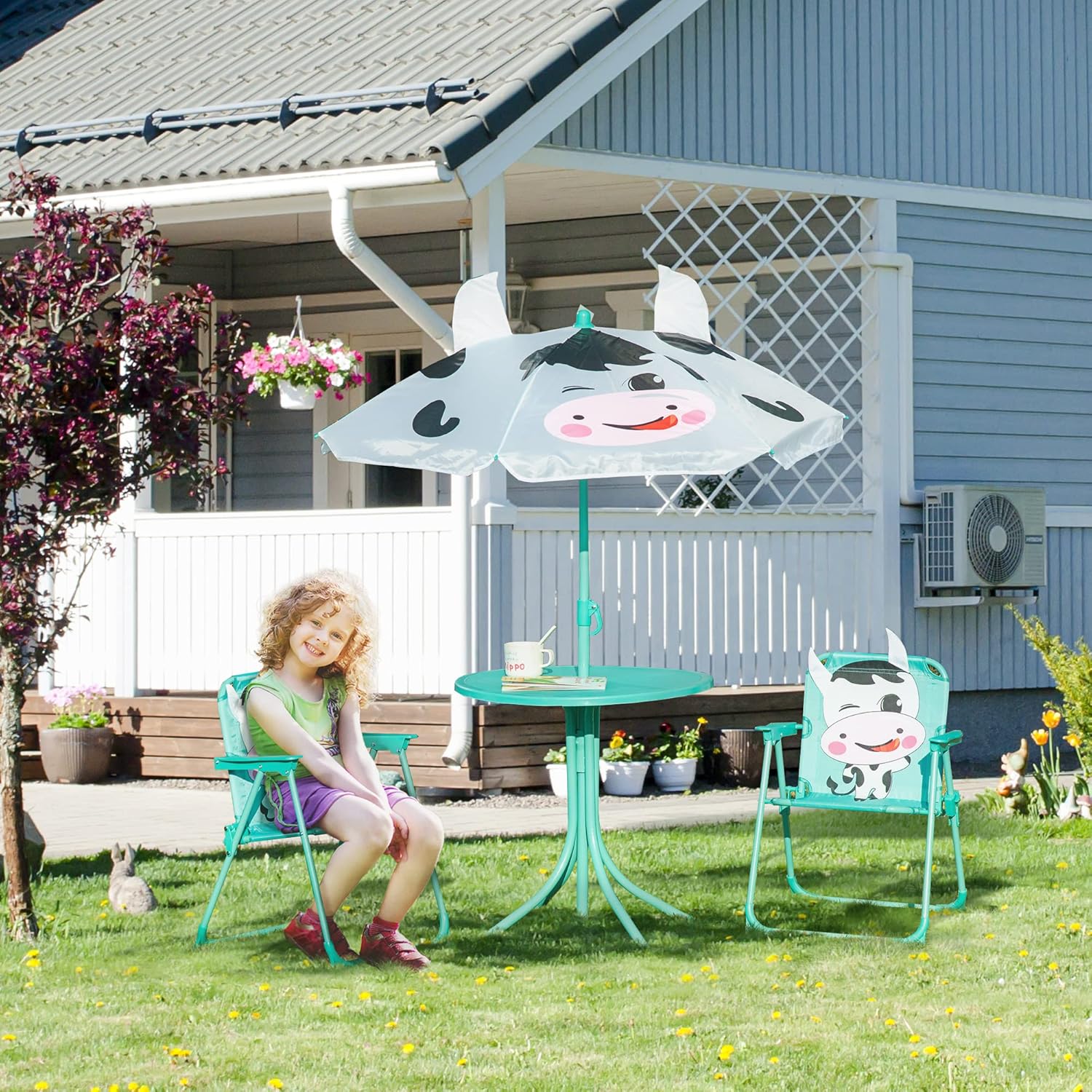 Kids Folding Table & Chair Set - Kids Outdoor Table And Chairs With Umbrella recension och pris