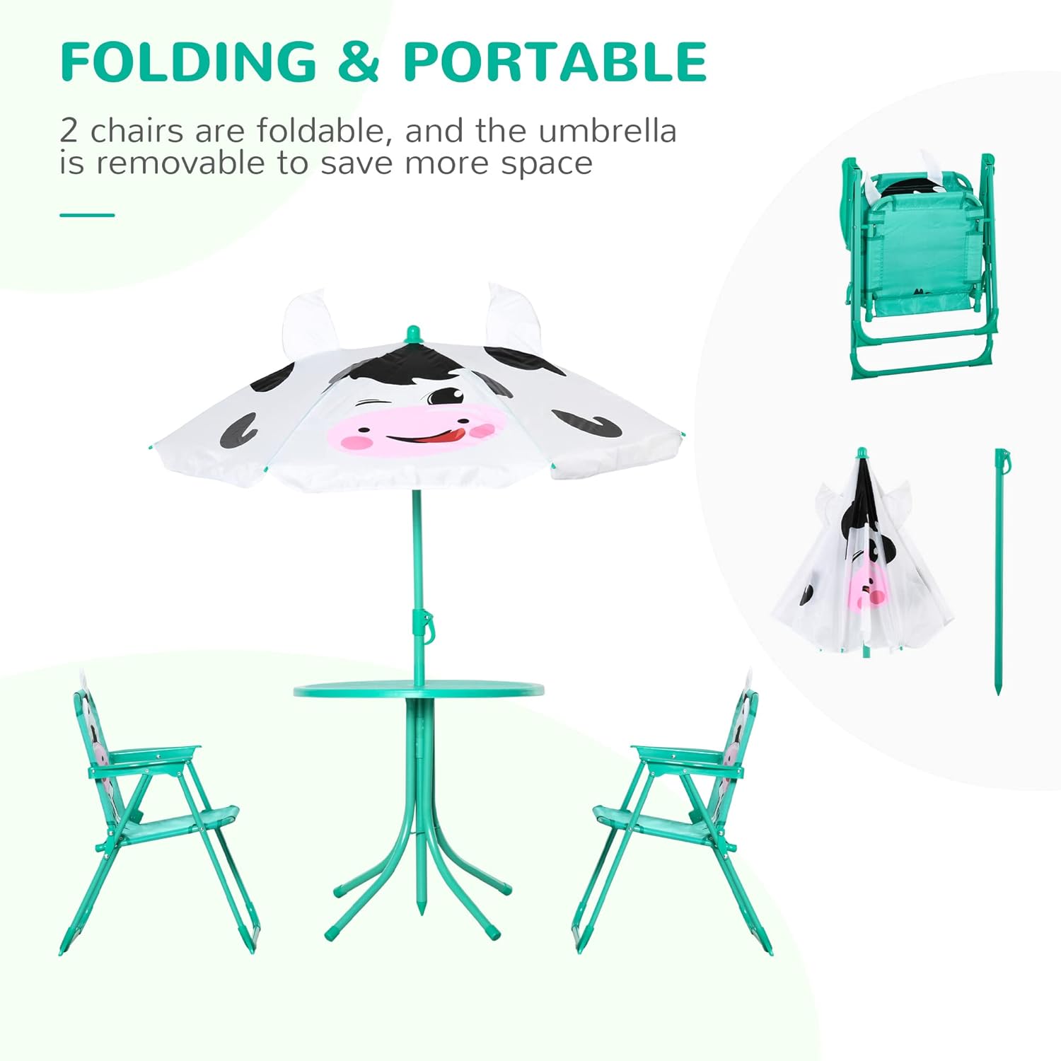 Kids Folding Table & Chair Set - Kids Outdoor Table And Chairs With Umbrella recension och pris