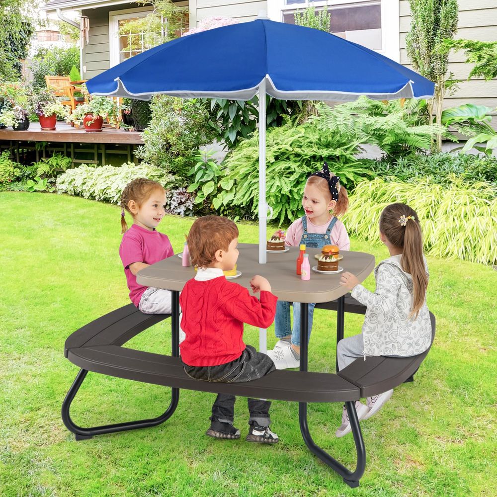 Kids Picnic Table, 8 Person Ki - Kids Outdoor Table And Chairs With Umbrella recension och pris