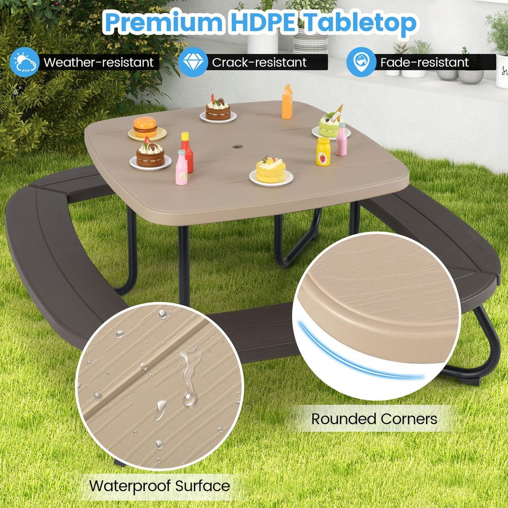 Kids Picnic Table, 8 Person Ki - Kids Outdoor Table And Chairs With Umbrella recension och pris