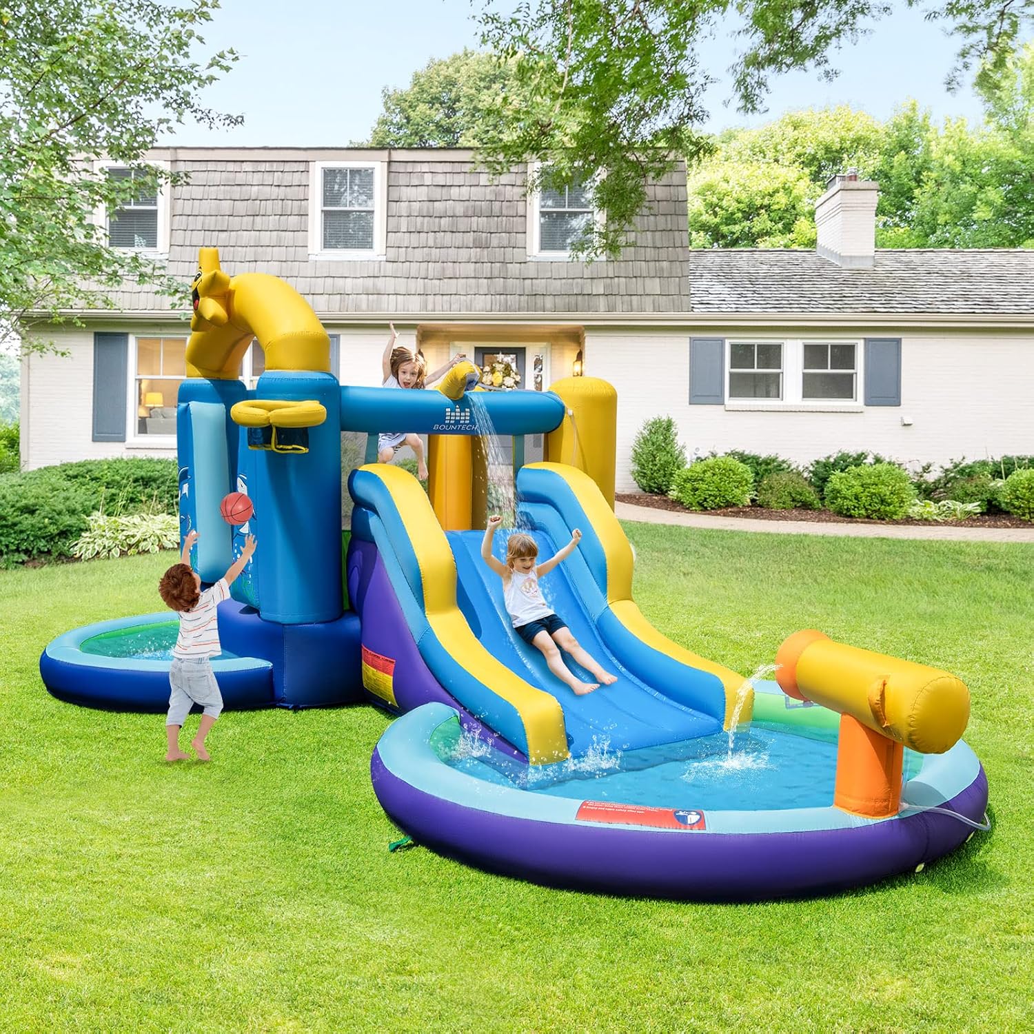 Inflatable Water Slide, 2 in 1 - Kids Outdoor Water Slide recension och pris