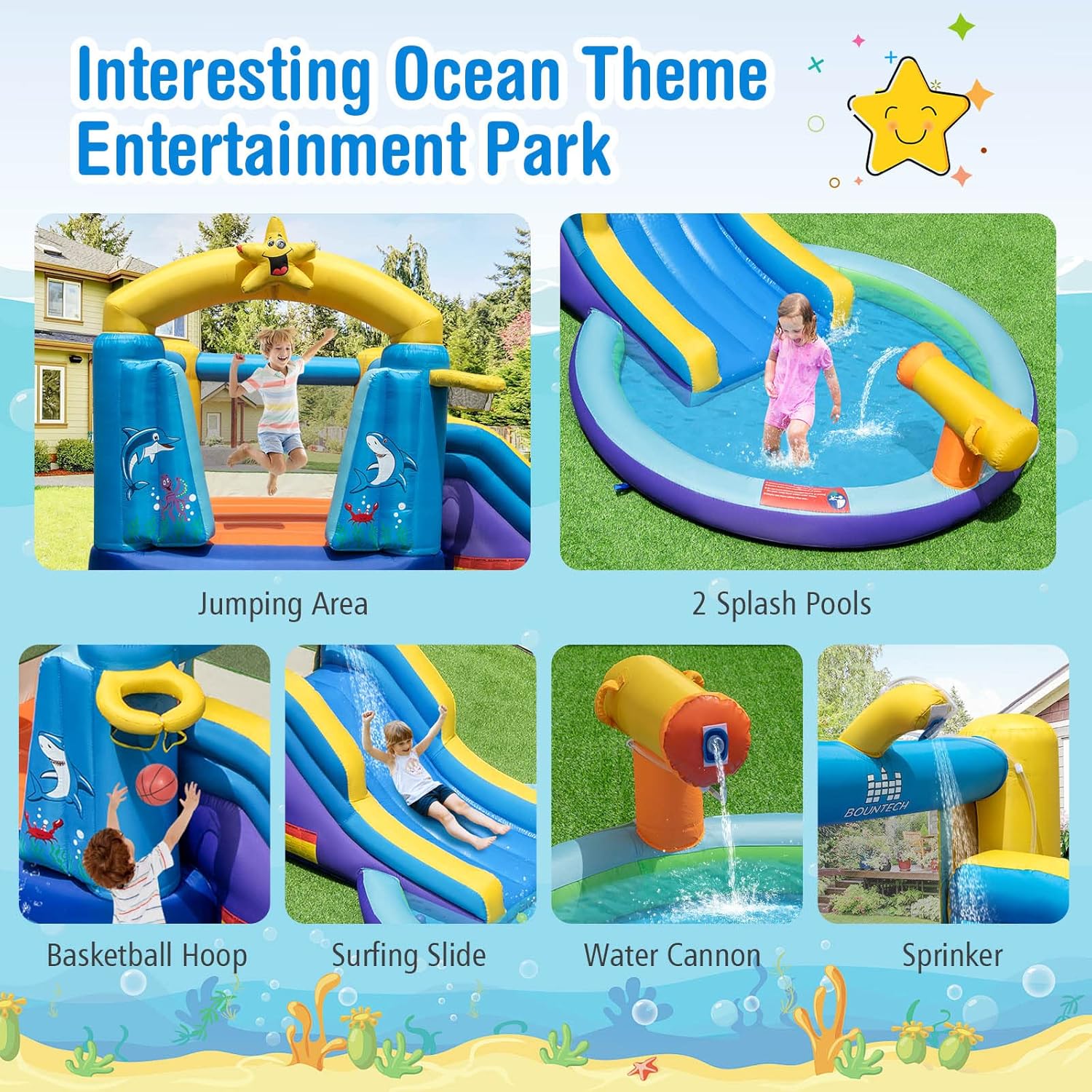 Inflatable Water Slide, 2 in 1 - Kids Outdoor Water Slide recension och pris
