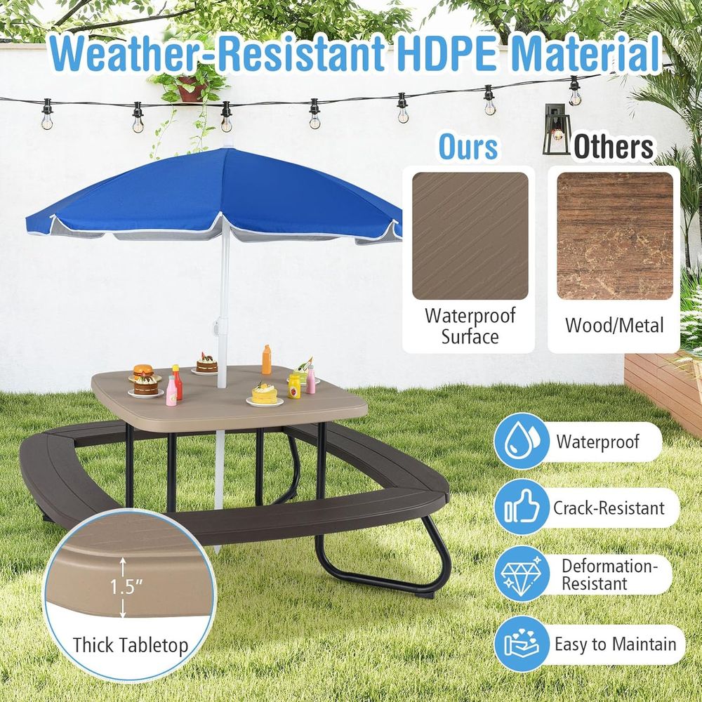 Kids Picnic Table, 8 Person To - Kids Outdoor Table And Chairs With Umbrella recension och pris