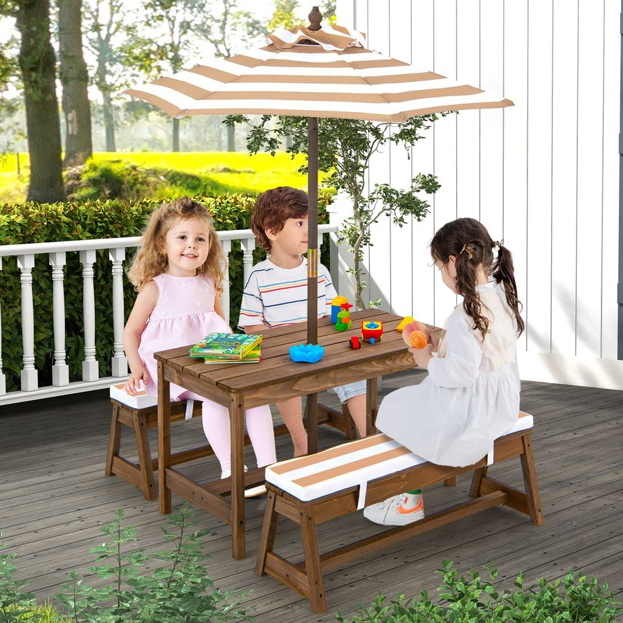 Kids Picnic Table, Toddler Woo - Kids Outdoor Table And Chairs With Umbrella recension och pris