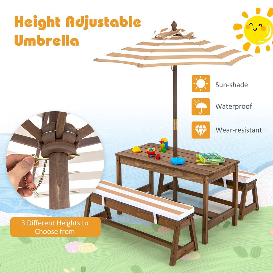 Kids Picnic Table, Toddler Woo - Kids Outdoor Table And Chairs With Umbrella recension och pris