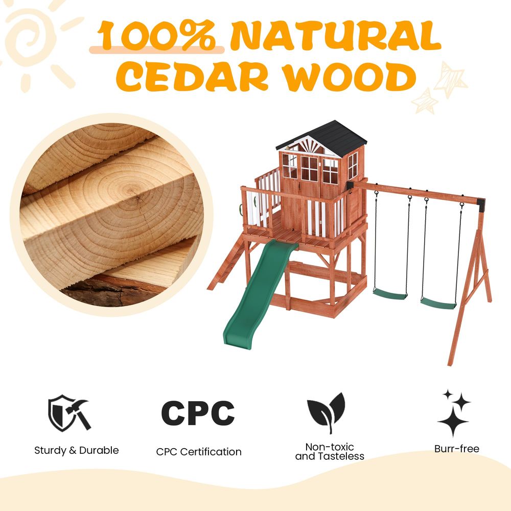 Swing Set for Kids,8 in 1 Outd - Kids Outdoor Kitchen Set recension och pris