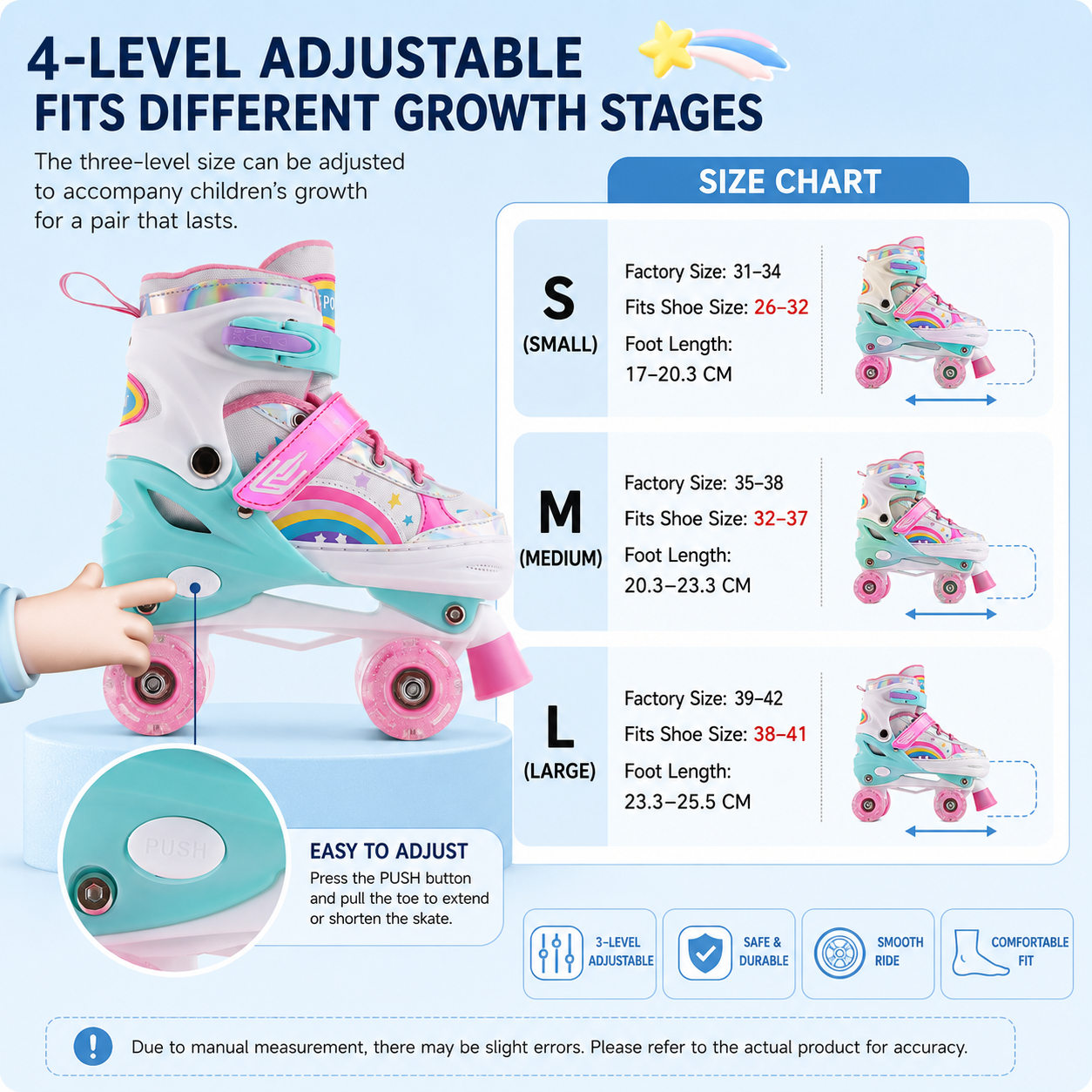 Kids Adjustable Roller Skates  - Kids Outdoor Quad recension och pris