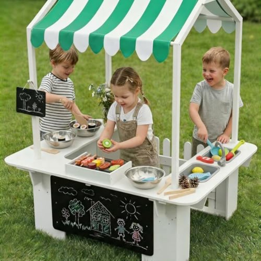 Outdoor playhouse for kids, wh - Kids Outdoor Kitchen Set recension och pris