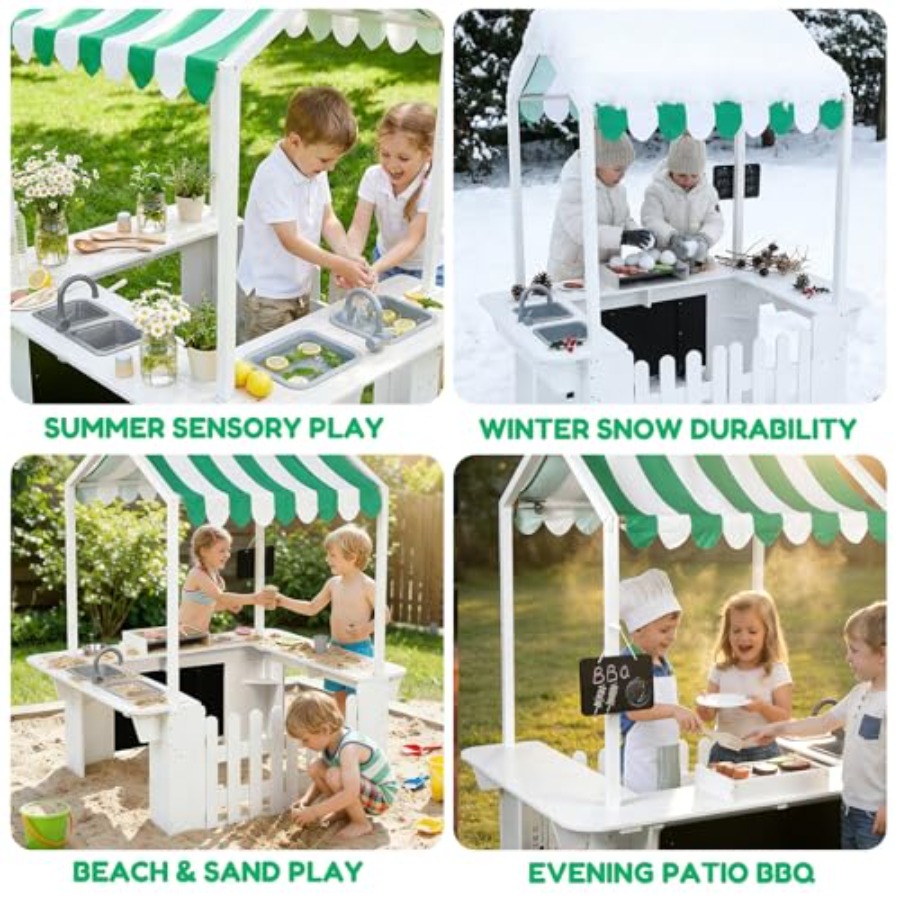 Outdoor playhouse for kids, wh - Kids Outdoor Kitchen Set recension och pris