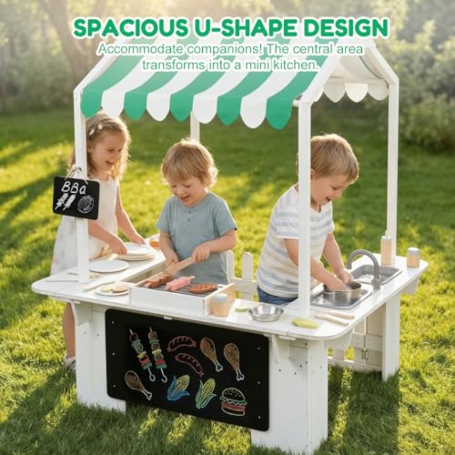 Outdoor playhouse for kids, wh - Kids Outdoor Kitchen Set recension och pris