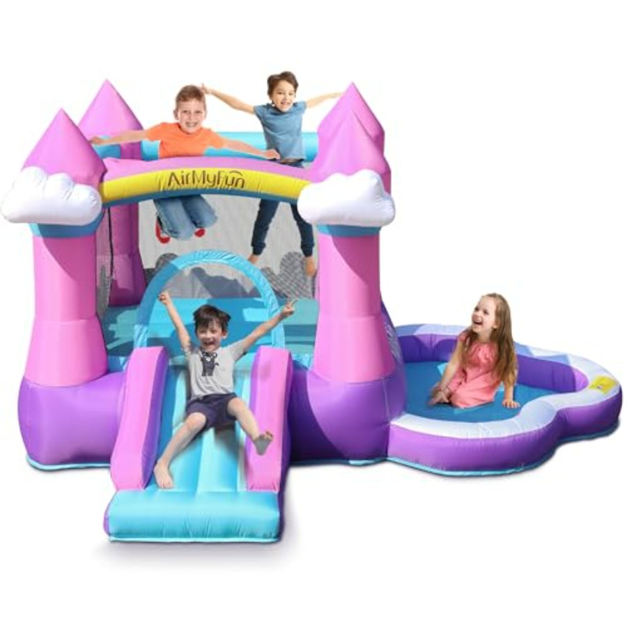 Pink inflatable bounce house f - Kids Outdoor Water Slide recension och pris