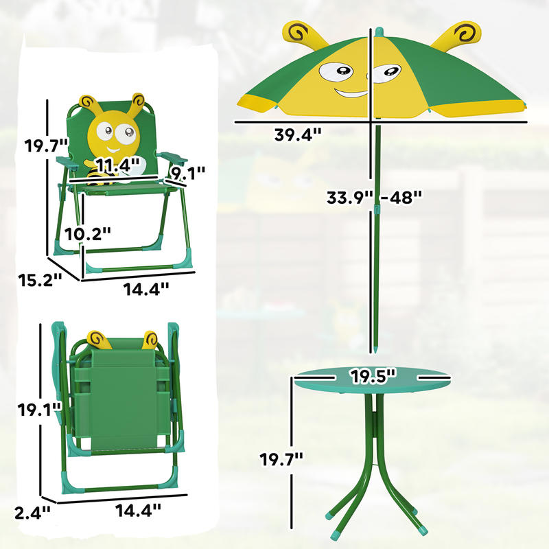Qaba Kids Picnic Table and Cha - Kids Outdoor Table And Chairs With Umbrella recension och pris