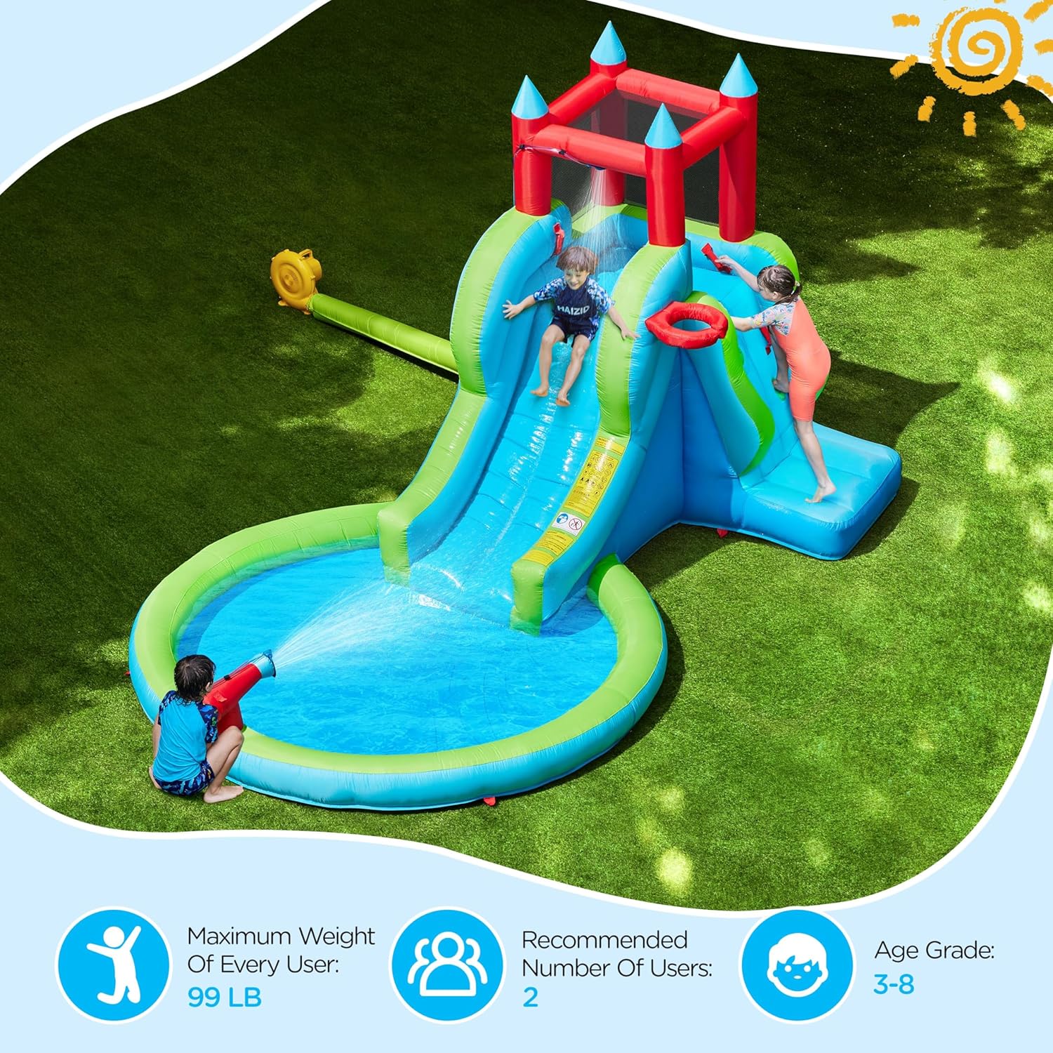 Inflatable Water Slide, 5-in-1 - Kids Outdoor Water Slide recension och pris