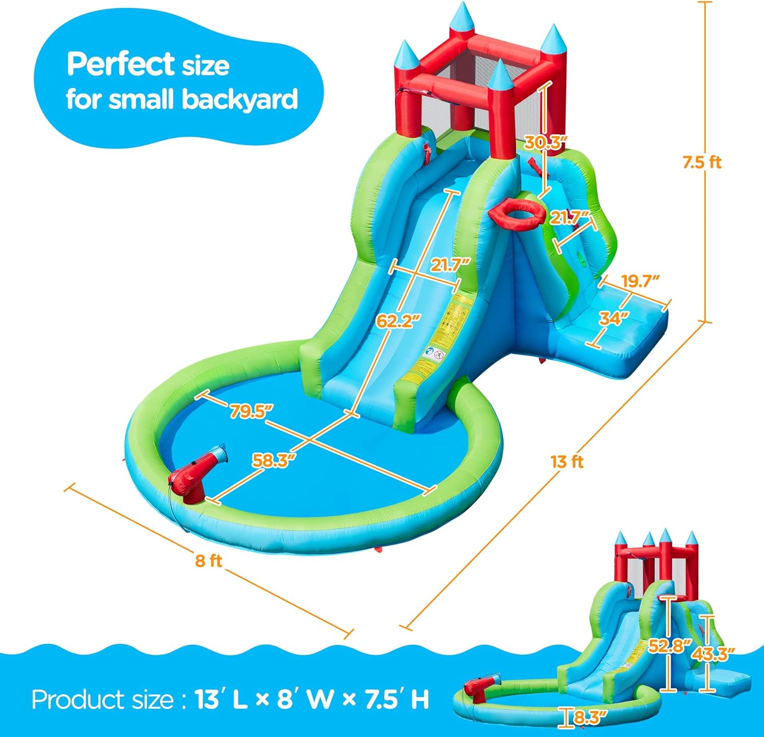 Inflatable Water Slide, 5-in-1 - Kids Outdoor Water Slide recension och pris