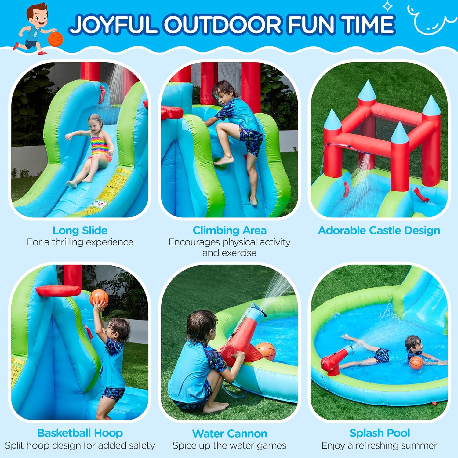 Inflatable Water Slide, 5-in-1 - Kids Outdoor Water Slide recension och pris