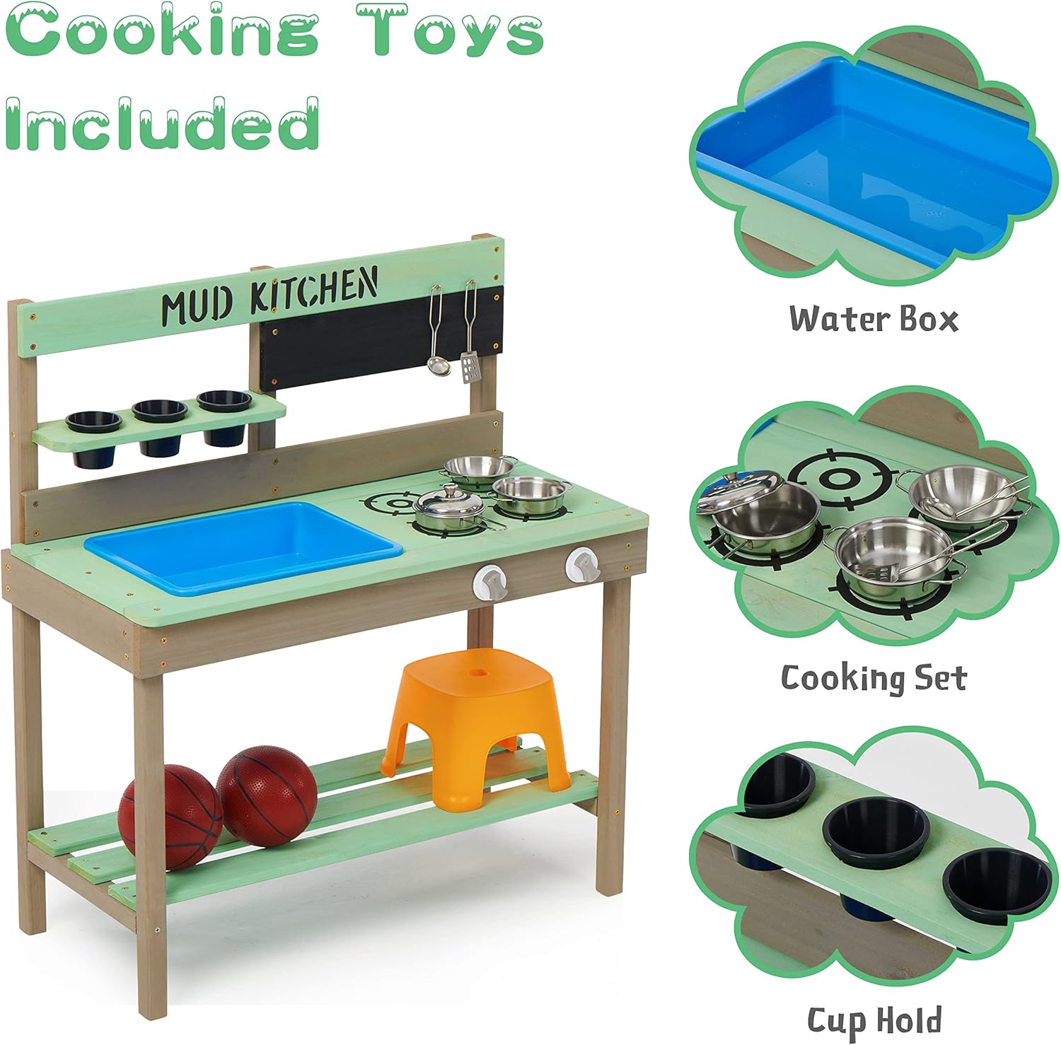 Kid's Wooden Play Kitchen, Out - Kids Outdoor Kitchen Set recension och pris