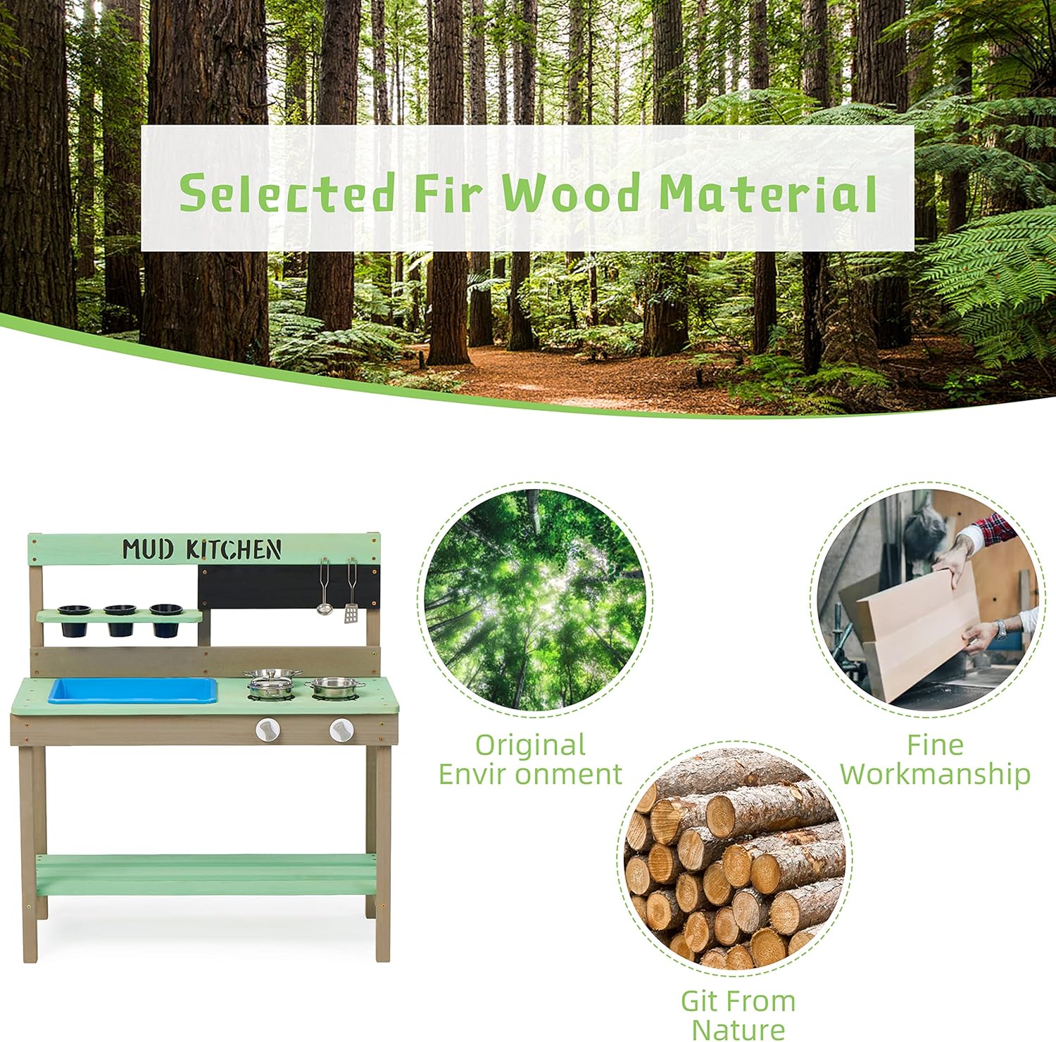 Kid's Wooden Play Kitchen, Out - Kids Outdoor Kitchen Set recension och pris